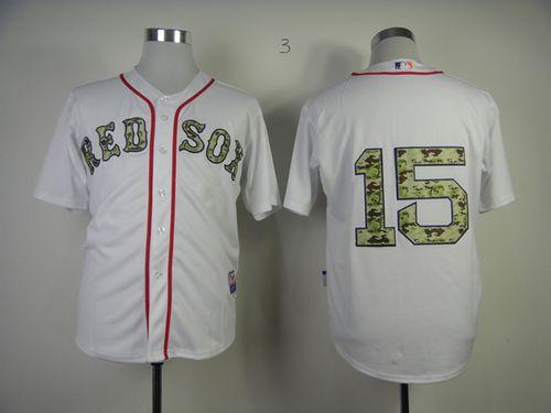 Red Sox #15 Dustin Pedroia White USMC Cool Base Stitched MLB Jersey - Click Image to Close